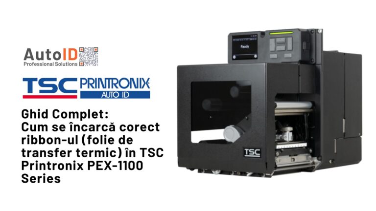 Cum se încarcă corect ribbon-ul (folie de transfer termic) în TSC Printronix PEX-1100 Series
