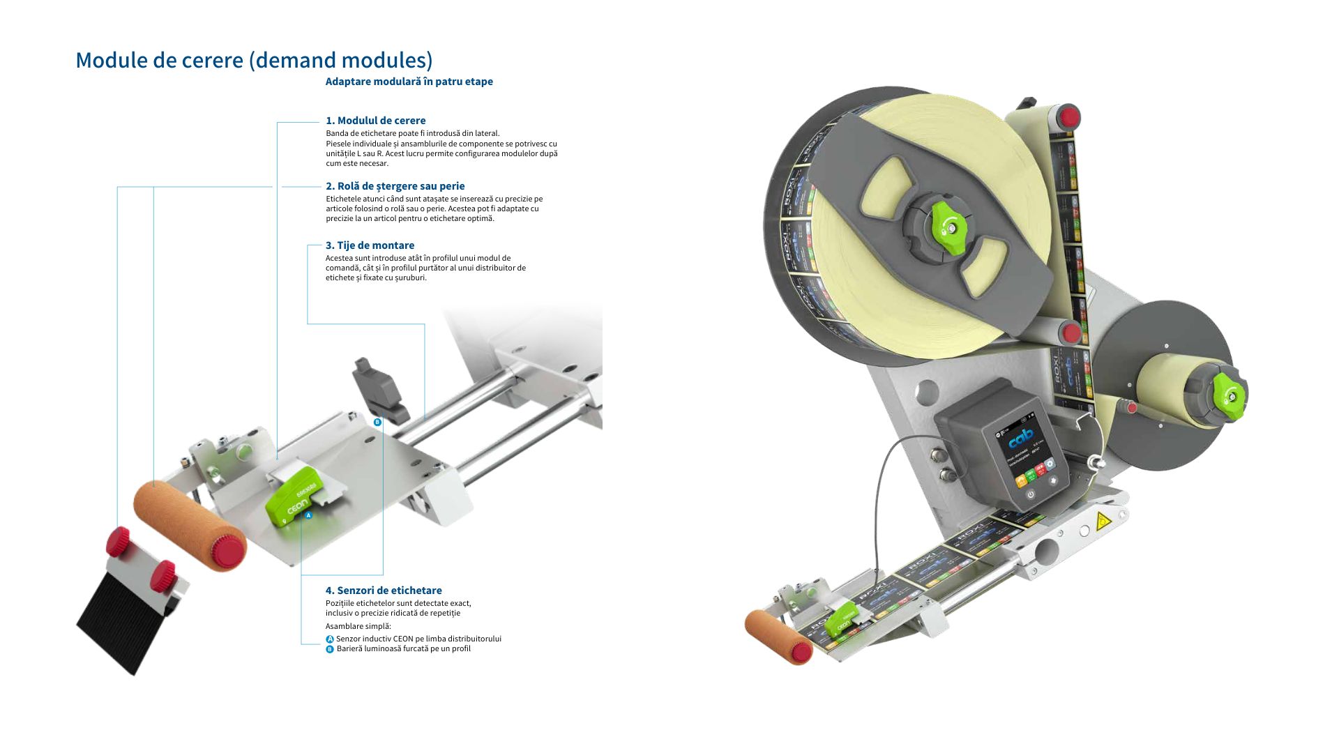 Dispenserul automat de etichete CAB ROXI – Precizie și eficiență în etichetarea industrială Dispenserul automat de etichete CAB ROXI – Precizie și eficiență în etichetarea industrială