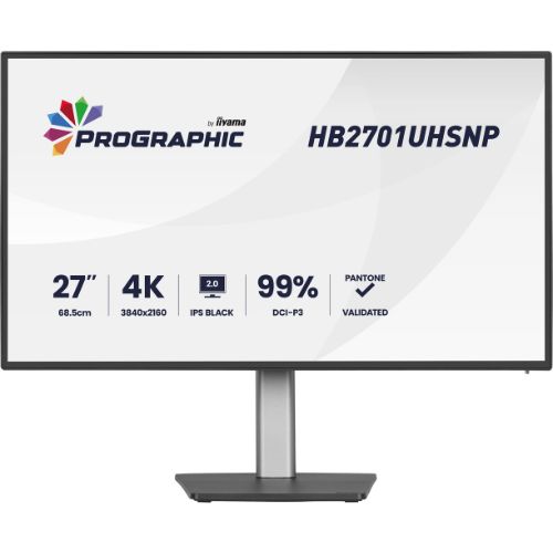 Monitor 27" 4K UHD HB2701, IPS Black 2.0, USB-C 96W, KVM, RJ45, HDR400, Pantone Validated - iiyama HB2701UHSNP-B1