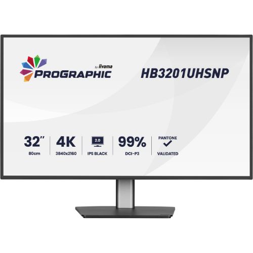Monitor 32" 4K UHD HB3201, IPS Black 2.0, USB-C 96W, KVM, RJ45, HDR400, Pantone Validated - iiyama HB3201UHSNP-B1