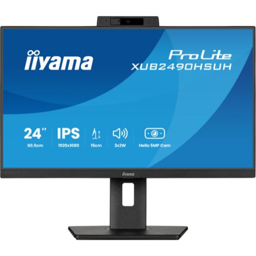 Monitor 24'' IPS, Full HD 100Hz cu cameră Windows Hello - iiyama ProLite XUB2490HSUH-B2