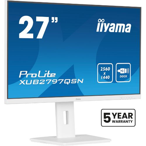 Monitor 27” QHD IPS, 100Hz, USB-C Dock 65W, RJ45, HDMI/DP, reglaj înălțime – iiyama XUB2797QSN-W2