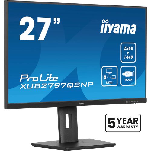 Monitor 27" QHD IPS, 100Hz, USB-C Dock 96W, KVM, RJ45, HDMI/DP - iiyama XUB2797QSNP-B1