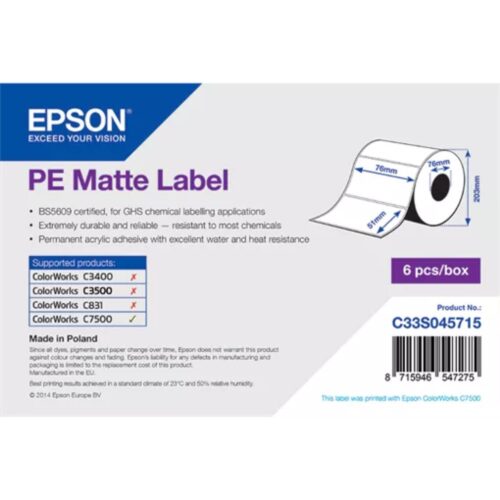 Etichete sintetice PP Matte Premium 76x51 mm Epson 7113420