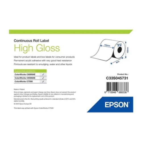 Etichetă hârtie High Gloss continuă 102 mm x 58 m Epson 7113766