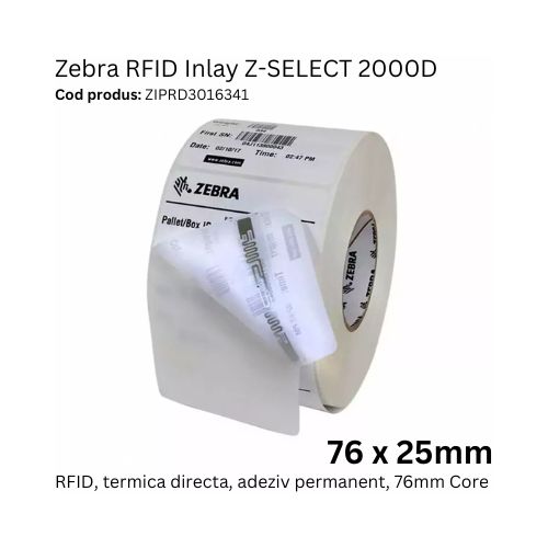 Etichete RFID 76 x 25 mm Stora Enso ECO Rack Inlay/Z-SELECT 2000D Zebra ZIPRD3016341