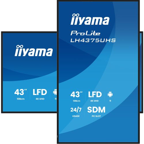 Display Digital Signage 43" 4K UHD Android 11, HDMI/DP, Wi-Fi, SDM Slot, 24/7 - iiyama LH4375UHS