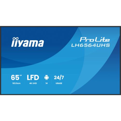 Display Digital Signage 65" 4K UHD, Android 14, USB-C, Wi-Fi, 24/7 - iiyama LH6564UHS-B1AG