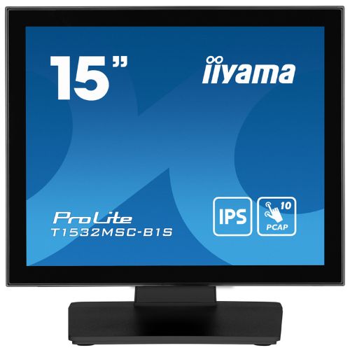 Monitor Touchscreen 15" XGA PCAP 10 Touch, TN LED, Edge-to-Edge Glass, IP54 - iiyama T1532MSC-B1S