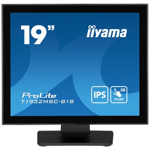 Monitor Touchscreen 19" SXGA PCAP 10 Touch, IPS, Anti-Glare, Edge-to-Edge Glass - iiyama T1932MSC-B1S