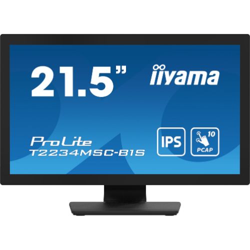 Monitor Touchscreen 22" Full HD PCAP 10 Touch, IPS, Touch Through Glass, IP65 - iiyama T2234MSC-B1S