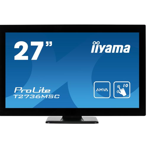 Monitor tactil 27" Full HD, PCAP 10-touch, IPS, edge-to-edge anti-glare, HDMI/DP/VGA - iiyama T2736MSC-B1