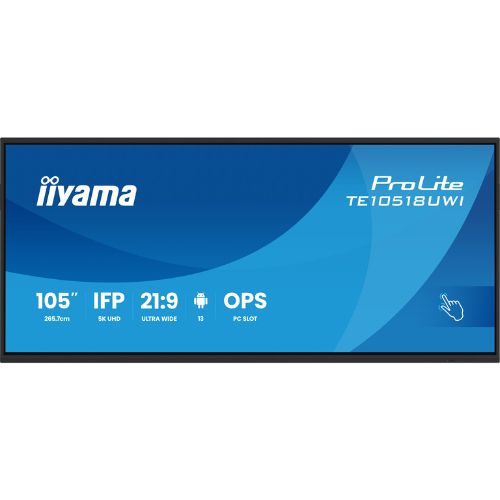 Display interactiv 5K UHD ultra-wide de 105" cu ecran panoramic 21:9  touch PureTouch-IR - IIYAMA TE10518UWI-B1AG