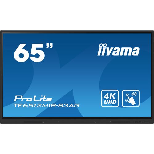 Display interactiv 65" 4K, PureTouch-IR 40-touch, USB-C 65W, iiWare 10, Wi-Fi 6, OPS - iiyama TE6512MIS-B3AG