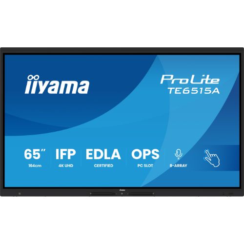Display interactiv 65" 4K UHD cu Android 14 EDLA, touch DeepContrast-IR+  design premium - iiyama TE6515A-B1AG