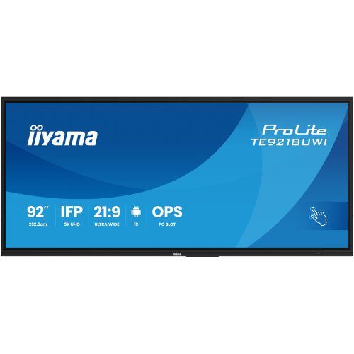 Display interactiv 5K UHD ultra-wide de 92" cu touch PureTouch-IR, format panoramic 21:9 - IIYAMA TE9218UWI-B1AG