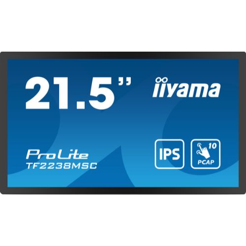 Monitor Touchscreen 21.5" Full HD Open Frame, PCAP, Optical Bonded - iiyama TF2238MSC-B1
