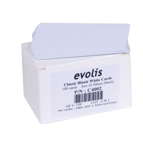 Carduri PVC albe Badgy200 500 buc Evolis C4002